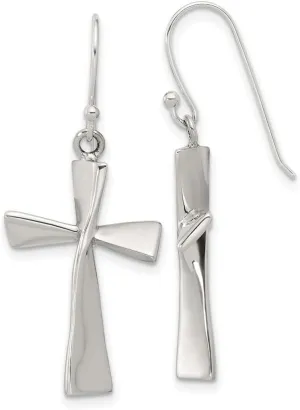 925 Sterling Silver Polished Religious Faith Cross Long Drop Dangle Earrings 39x16.15mm Wide-Dangle Earring for Women