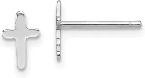 925 Sterling Silver Polished Religious Faith Cross Post Earrings 8x5mm Wide Stud Earring for Women