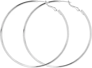 925 Sterling Silver Post Hoop Earrings, Lightweight Hoops 18K Gold Plated Polished Round Hoop Earrings For Women