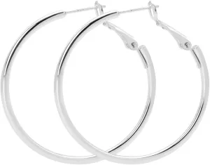925 Sterling Silver Post Hoop Earrings, Lightweight Hoops 18K Gold Plated Polished Round Hoop Earrings For Women