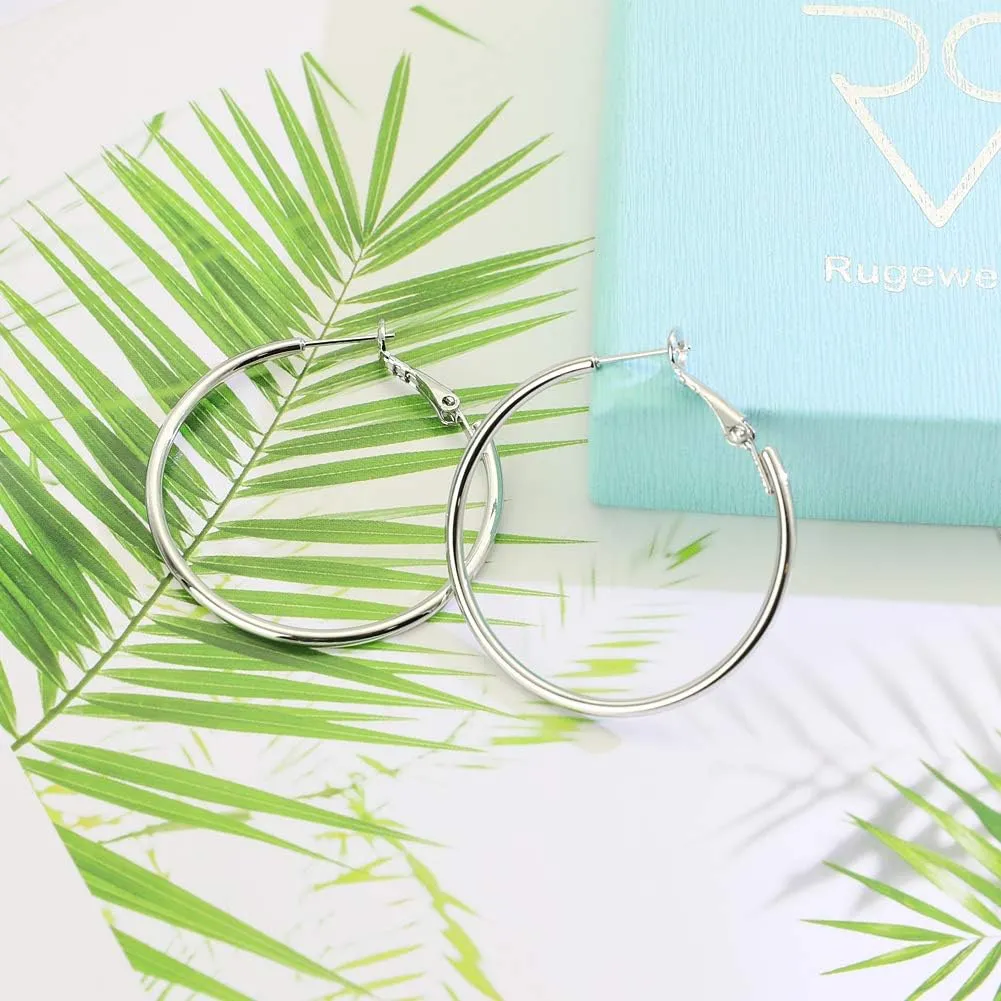 925 Sterling Silver Post Hoop Earrings, Lightweight Hoops 18K Gold Plated Polished Round Hoop Earrings For Women