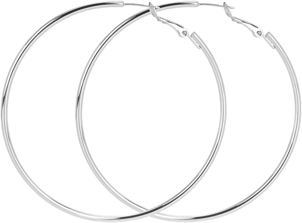 925 Sterling Silver Post Hoop Earrings, Lightweight Hoops 18K Gold Plated Polished Round Hoop Earrings For Women