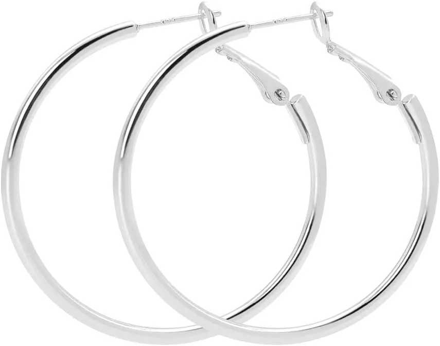 925 Sterling Silver Post Hoop Earrings, Lightweight Hoops 18K Gold Plated Polished Round Hoop Earrings For Women