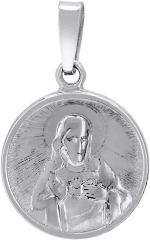 925 Sterling Silver Unisex CZ Sacred Love Heart Of Jesus Religious Charm Pendant Necklace 26.1x16.4mm W-Pendant for Women