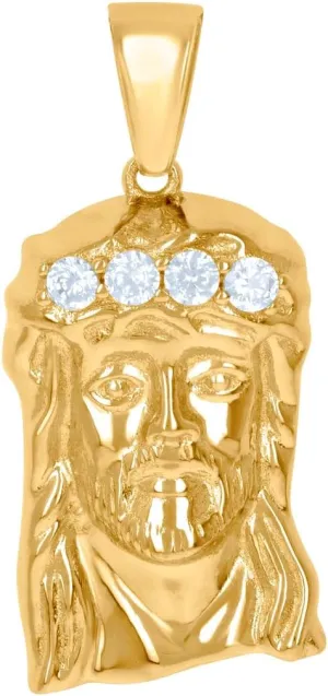 925 Sterling Silver Unisex CZ Simulated Diamond Jesus Religious Charm Pendant Necklace 31.4x13.5mm Wide-Pendant for Women