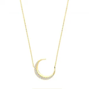 9ct Yellow Gold Zirconia Crescent Moon Necklet NK402