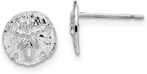 9mm 925 Sterling Silver Rhodium Plated Polished Mini Sand Dollar Post Earrings 10x9mm Wide Stud Earring for Women