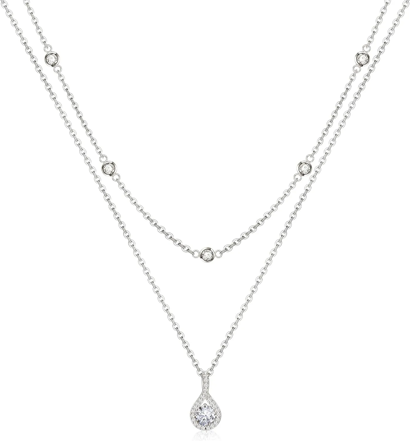 ACECHA Diamond Necklaces for Women-Dainty 18K Gold Silver Plated Choker CZ Layered Pendant with Pearl Diamond Zircon Cross Trendy Minimalist Necklace Jewelry Gifts For Women
