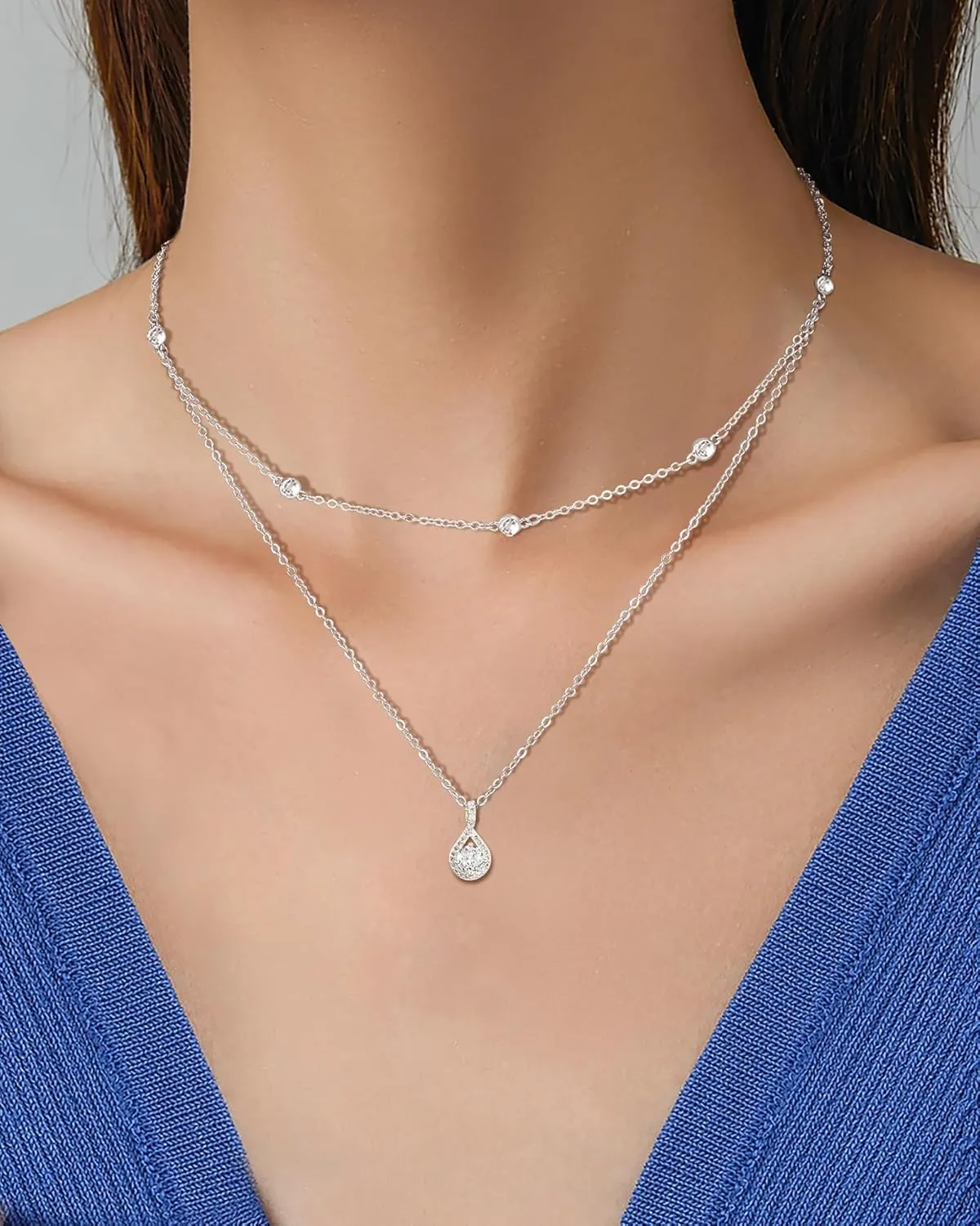 ACECHA Diamond Necklaces for Women-Dainty 18K Gold Silver Plated Choker CZ Layered Pendant with Pearl Diamond Zircon Cross Trendy Minimalist Necklace Jewelry Gifts For Women