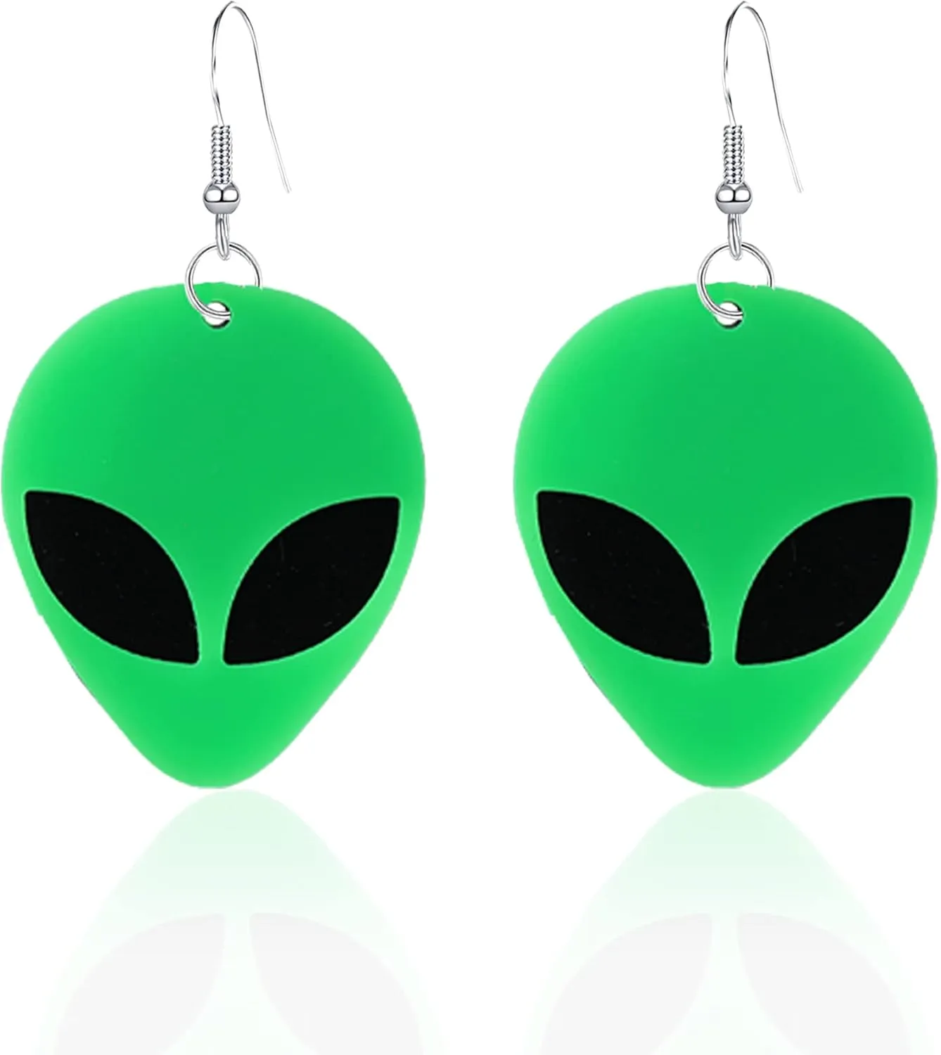 Acrylic Punk Green Alien Face Dangle Earrings Big Eye Space Aliens Statement Drop Stainless Steel Rave Earrings