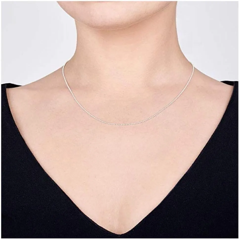 Adabele Solid 925 Sterling Silver Gold Filled Cute Beaded Ball Chain Necklace 1mm 2mm 3mm 4mm Tarnish Resistant Hypoallergenic Nickel Free Women Men Jewelry