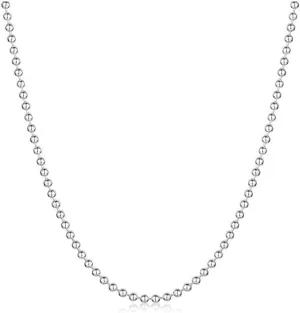 Adabele Solid 925 Sterling Silver Gold Filled Cute Beaded Ball Chain Necklace 1mm 2mm 3mm 4mm Tarnish Resistant Hypoallergenic Nickel Free Women Men Jewelry