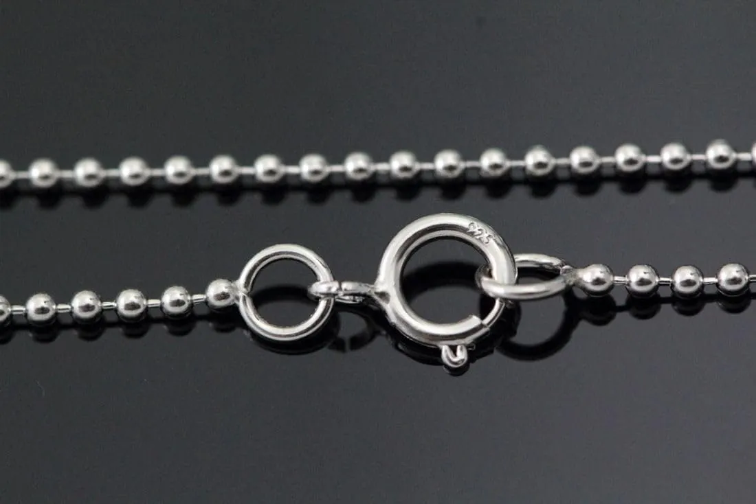 Adabele Solid 925 Sterling Silver Gold Filled Cute Beaded Ball Chain Necklace 1mm 2mm 3mm 4mm Tarnish Resistant Hypoallergenic Nickel Free Women Men Jewelry