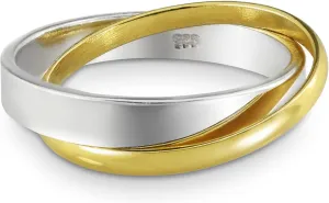 AeraVida Eternal Two Tone Interconnected Gold Plated .925 Sterling Silver Ring | Classic Wedding Rings For Women | Casual Comfort Fit Silver Rings for Women | Couple Unisex Rings | Sterling Silver Rings Sizes 6-9