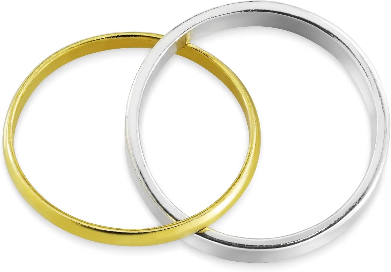 AeraVida Eternal Two Tone Interconnected Gold Plated .925 Sterling Silver Ring | Classic Wedding Rings For Women | Casual Comfort Fit Silver Rings for Women | Couple Unisex Rings | Sterling Silver Rings Sizes 6-9