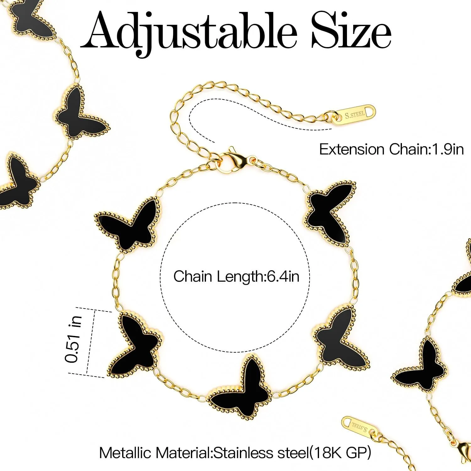AICase 18K Gold Plated Clover Bracelet Dupes Gold/White/Black Bracelet Set for Women Flower Leaf Lucky Clover Bracelets Trendy Jewelry Birthday Gifts for Women/Mon/Friends