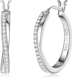 AINUOSHI Moissanite Hoop Earrings 0.4 Carat (1.8mm*16pcs) Yellow Gold/White Gold Plated 925 Sterling Silver Huggie Earring for Women, Jewelry Box Packed