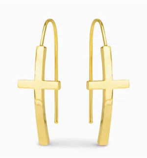 Amanda Blu Maria Polished Cross Drops Gold Earrings