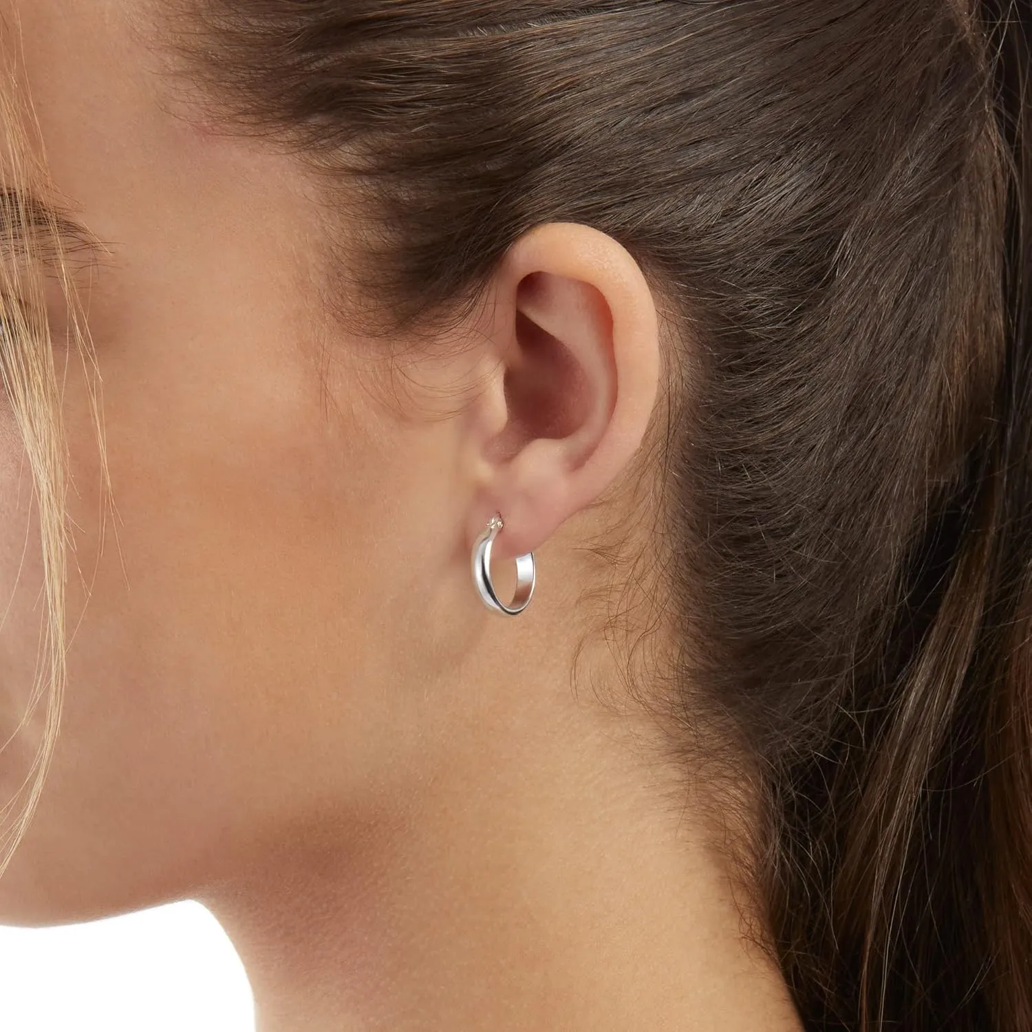 Amazon Essentials 14K Gold or Sterling Silver Plated Polished Dome Hoop