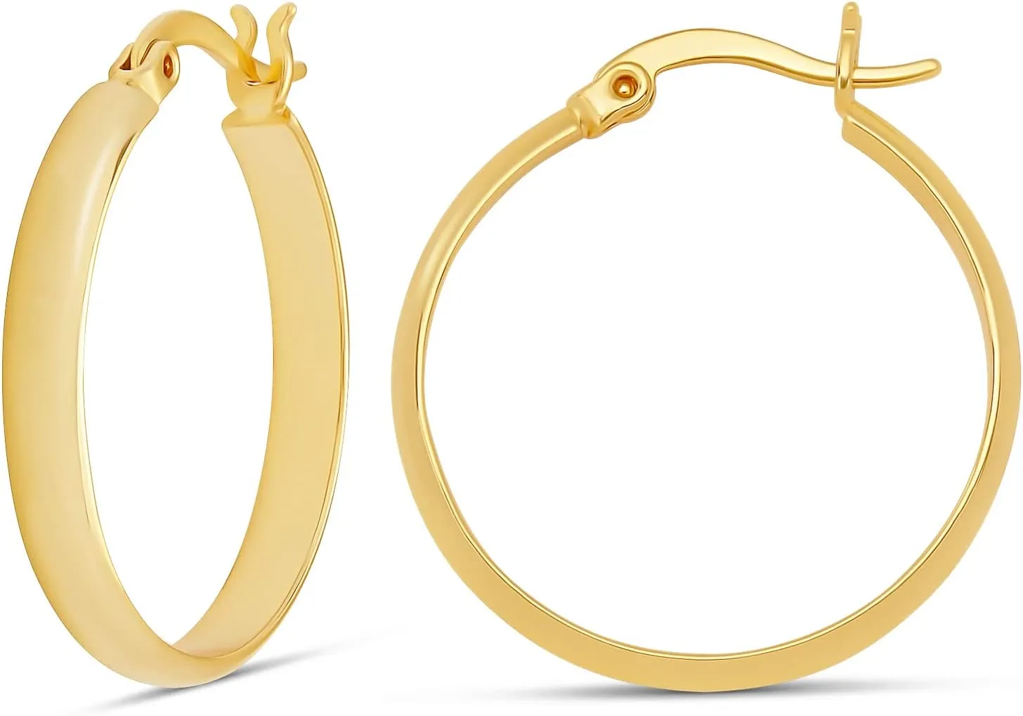 Amazon Essentials 14K Gold or Sterling Silver Plated Polished Dome Hoop