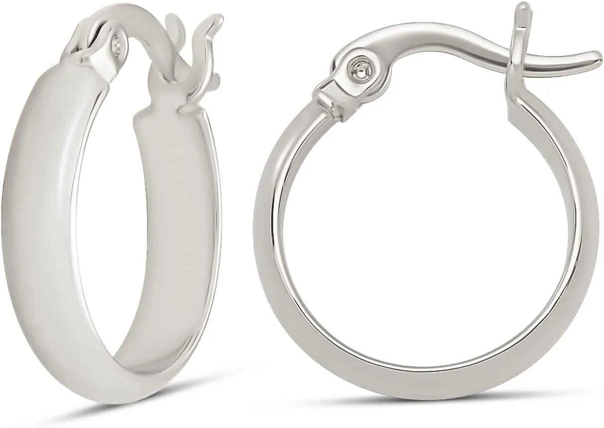 Amazon Essentials 14K Gold or Sterling Silver Plated Polished Dome Hoop