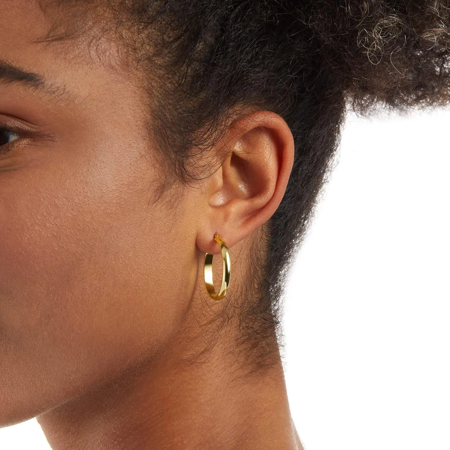 Amazon Essentials 14K Gold or Sterling Silver Plated Polished Dome Hoop