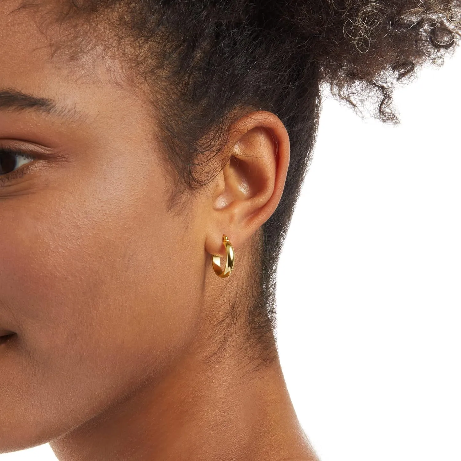 Amazon Essentials 14K Gold or Sterling Silver Plated Polished Dome Hoop