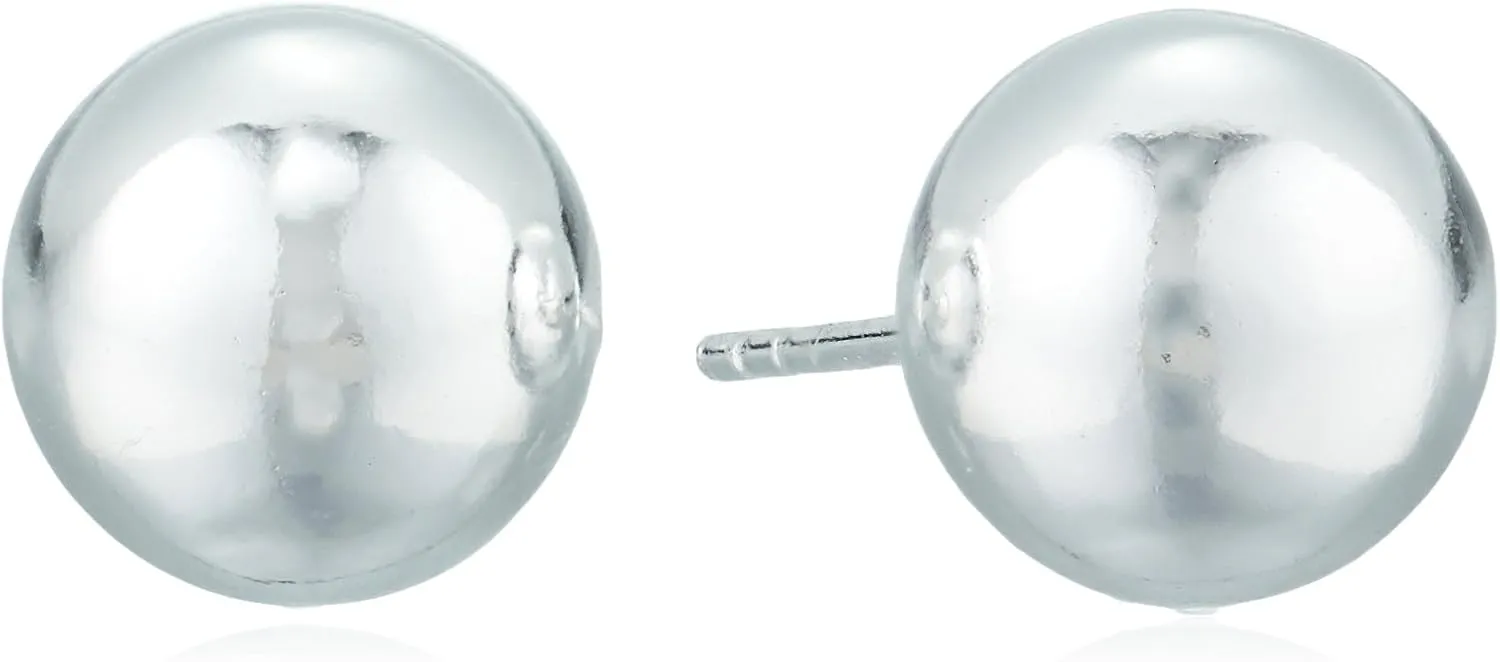 Amazon Essentials Plated Sterling Silver Polished Ball Stud Earrings , (previously Amazon Collection)