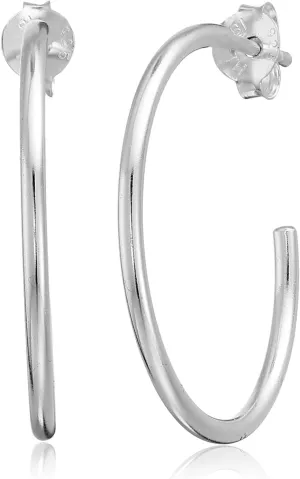 Amazon Essentials Sterling Silver Lightweight Polished Post C-Hoop Hoop Earrings , (previously Amazon Collection)