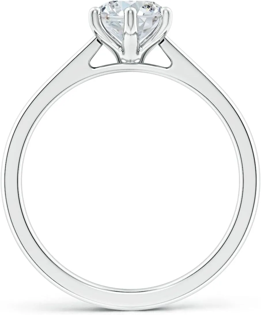 Angara Lab Grown Oval Diamond Reverse Tapered Shank Cathedral Engagement Ring in Silver / 14K Solid Gold/Platinum | April Birthstone, Birthday, Anniversary, Wedding Jewelry Gift for Women
