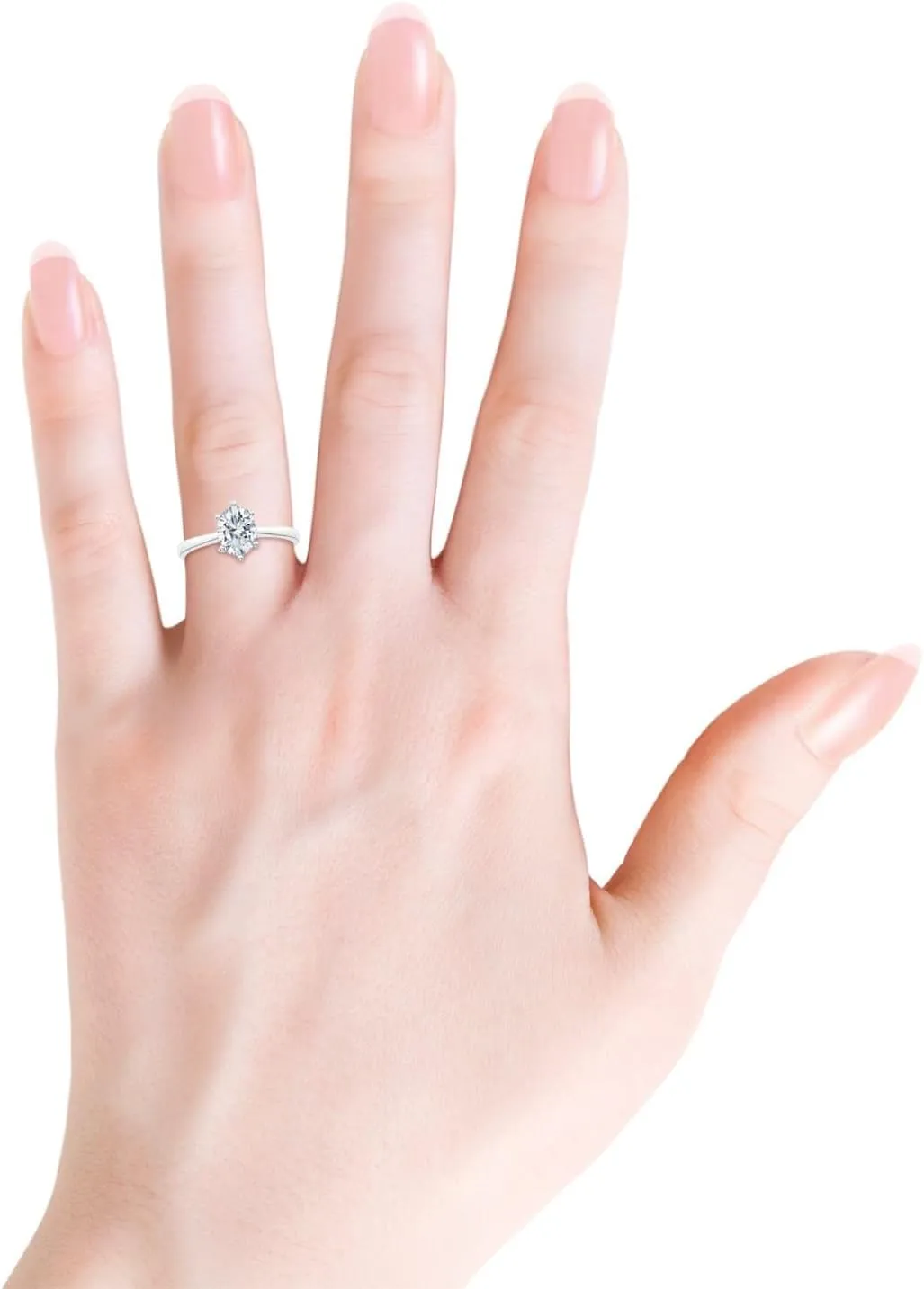 Angara Lab Grown Oval Diamond Reverse Tapered Shank Cathedral Engagement Ring in Silver / 14K Solid Gold/Platinum | April Birthstone, Birthday, Anniversary, Wedding Jewelry Gift for Women