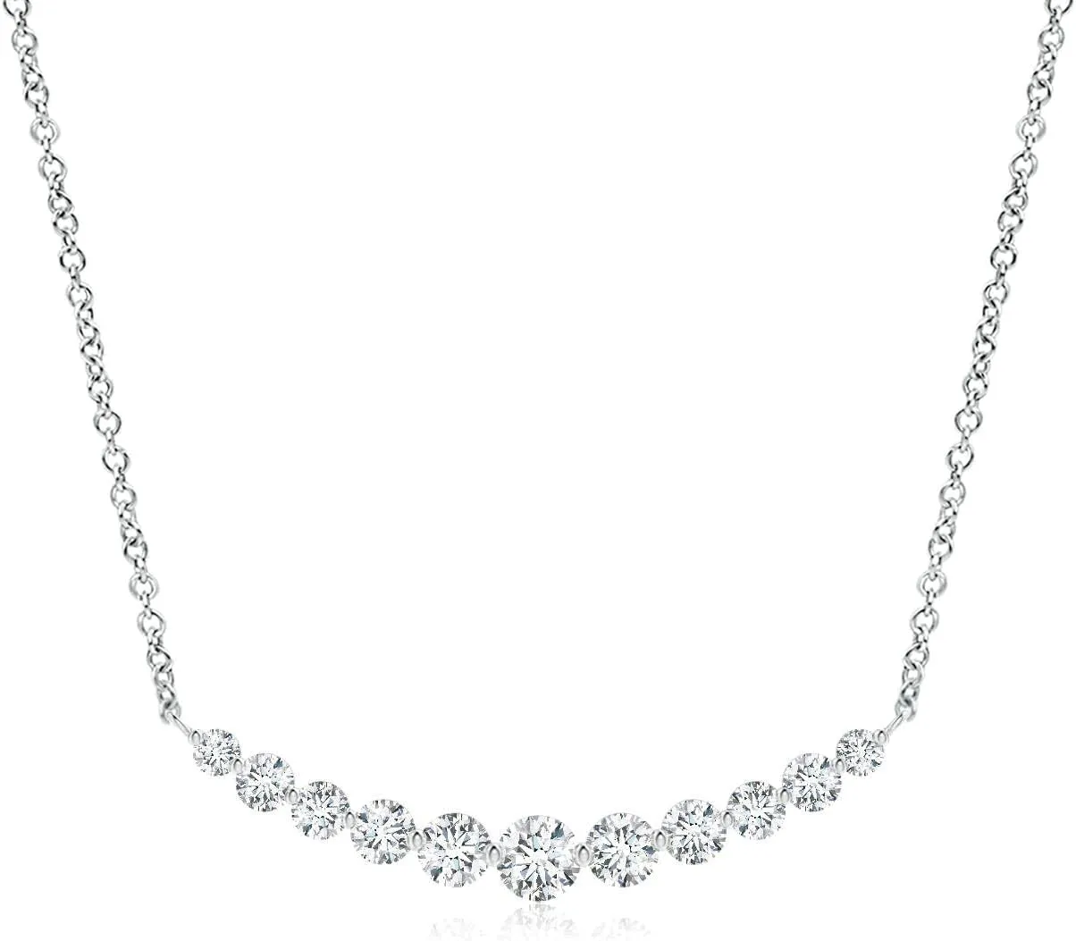 Angara Natural Contemporary Round Diamond Journey Pendant Necklace in 14K Solid Gold/Platinum | April Birthstone, Birthday, Engagement, Anniversary, Wedding Jewelry Gift for Women