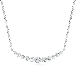 Angara Natural Contemporary Round Diamond Journey Pendant Necklace in 14K Solid Gold/Platinum | April Birthstone, Birthday, Engagement, Anniversary, Wedding Jewelry Gift for Women
