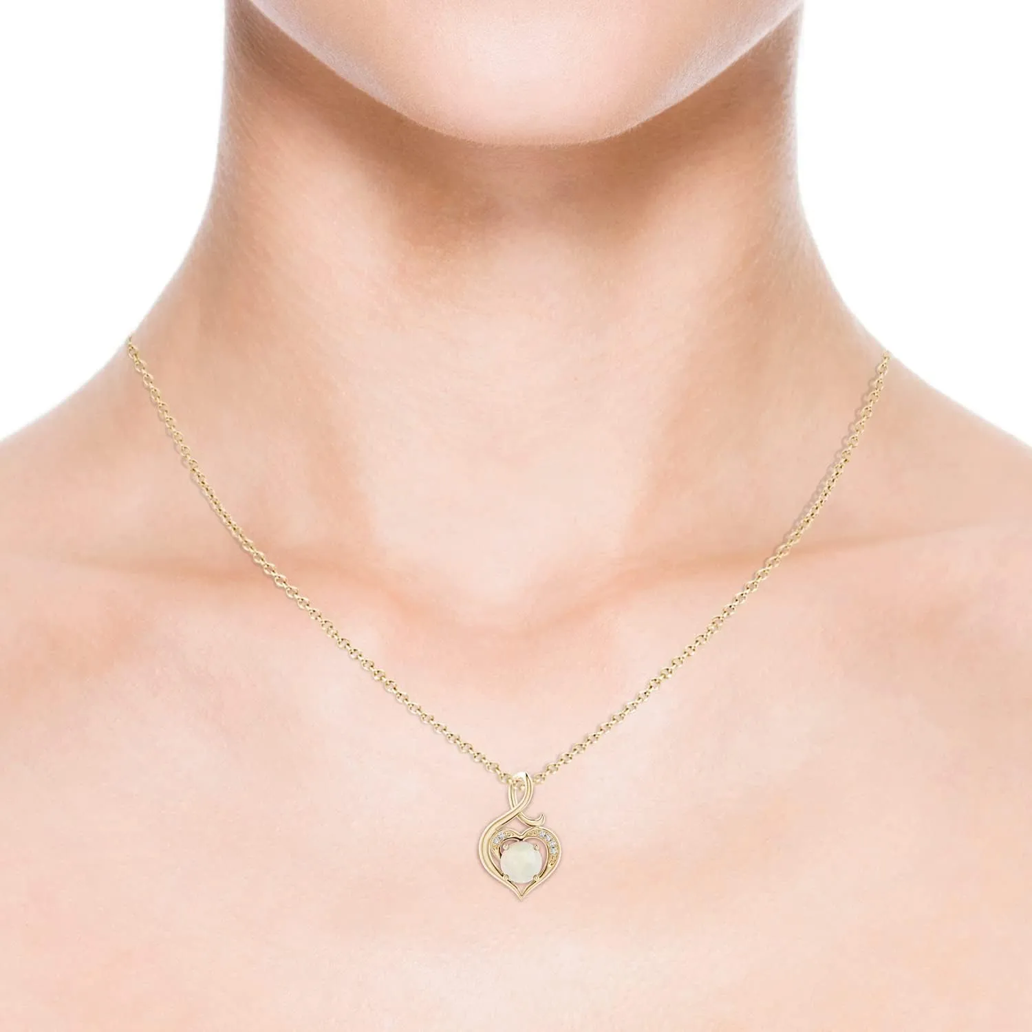 ANGARA Natural Opal Infinity Heart Pendant Necklace for Women in Sterling Silver/Gold | Birthday, Engagement, Anniversary, Wedding Jewelry Gift for Women