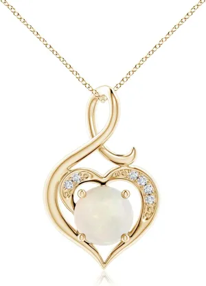 ANGARA Natural Opal Infinity Heart Pendant Necklace for Women in Sterling Silver/Gold | Birthday, Engagement, Anniversary, Wedding Jewelry Gift for Women