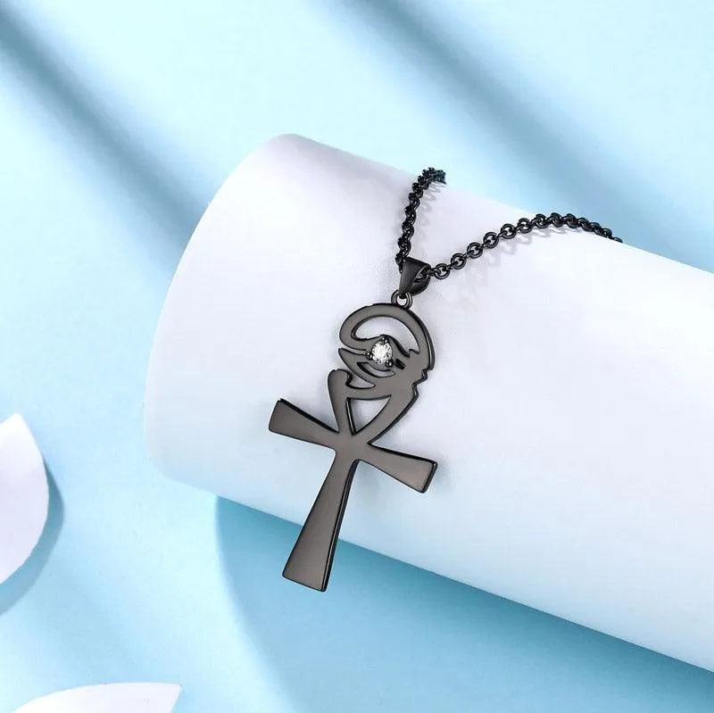 Ankh Cross Eye of Horus Necklace Pendant Mens Women Jewelry 925 Sterling Silver