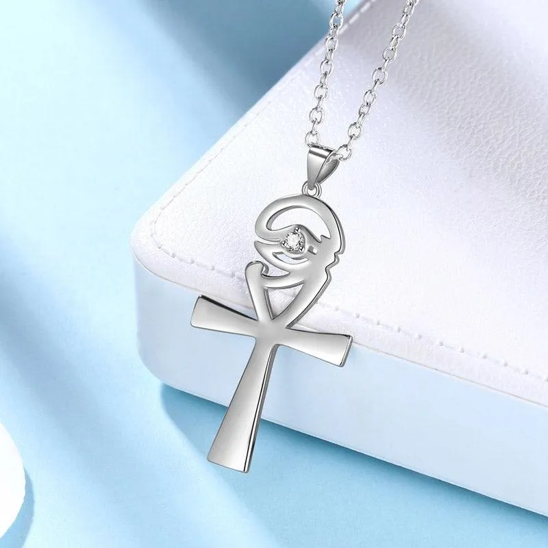 Ankh Cross Eye of Horus Necklace Pendant Mens Women Jewelry 925 Sterling Silver