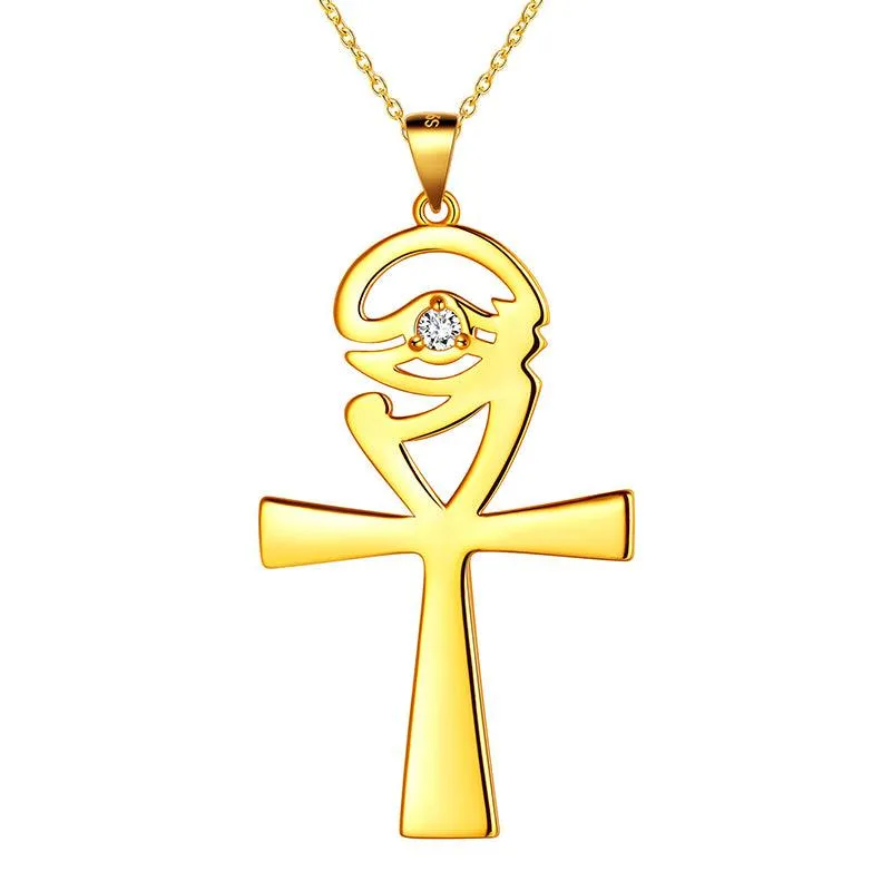 Ankh Cross Eye of Horus Necklace Pendant Mens Women Jewelry 925 Sterling Silver