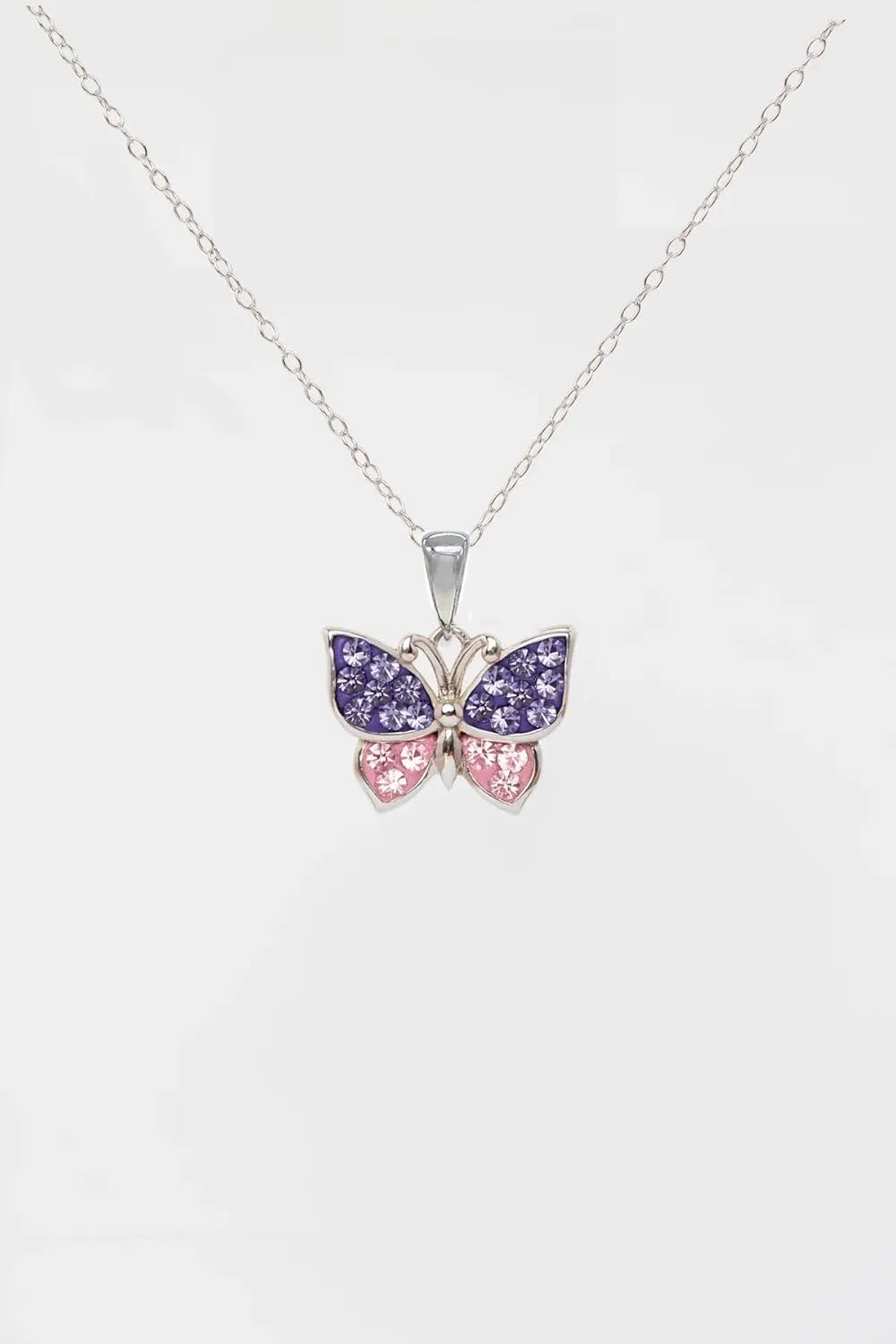 Annie & Sisters Sapphire Blue Butterfly Crystal Sterling Silver Necklace with an Elegant Jewelry Box Gift for You or Your Loved Ones  Gift for Mothers Day, Christmas, Birthday, Anniversaries 16" 2"