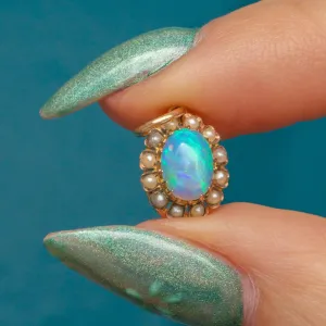 Antique 9ct Gold Opal Pearl Charm, 0.70ct