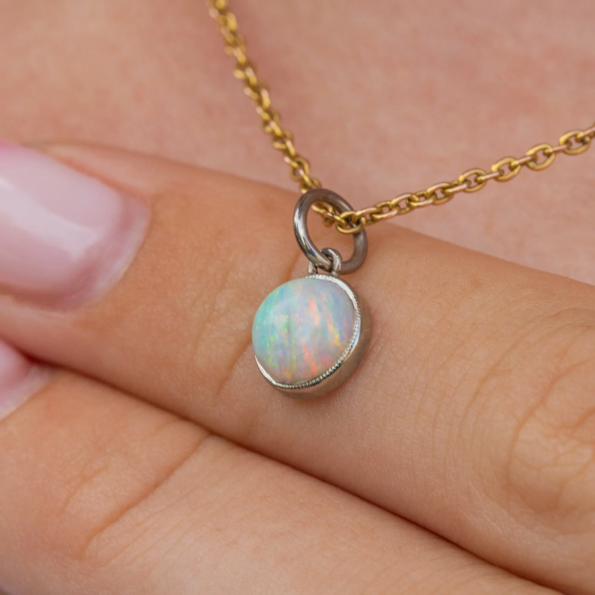 Art Deco 14ct White Gold Opal Charm