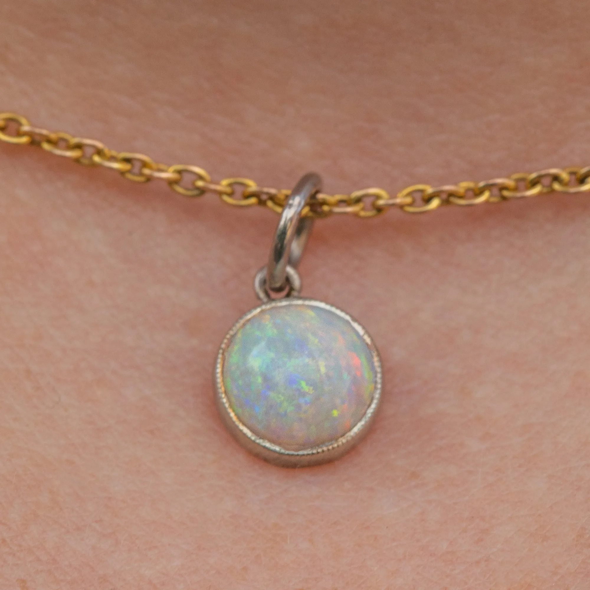 Art Deco 14ct White Gold Opal Charm