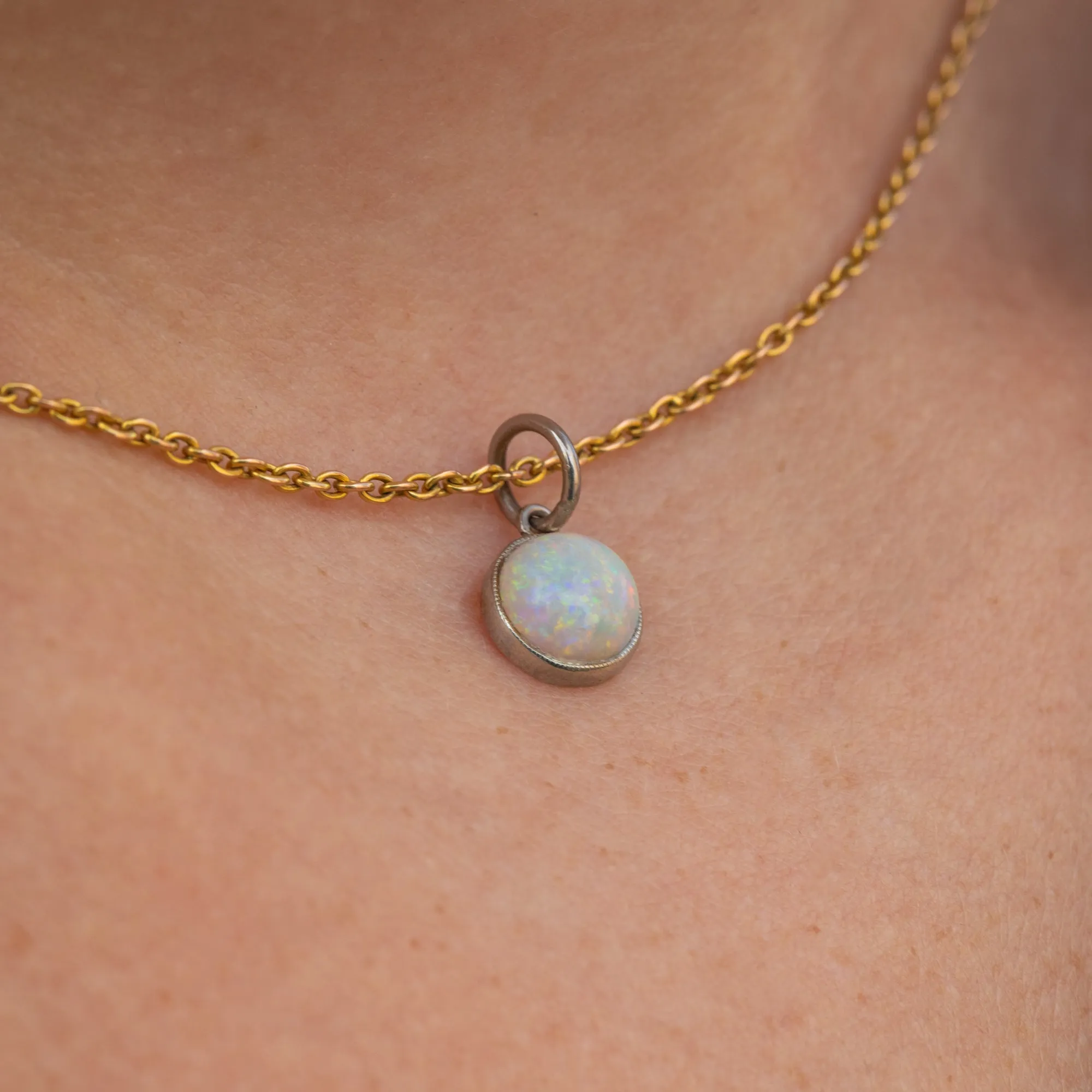 Art Deco 14ct White Gold Opal Charm