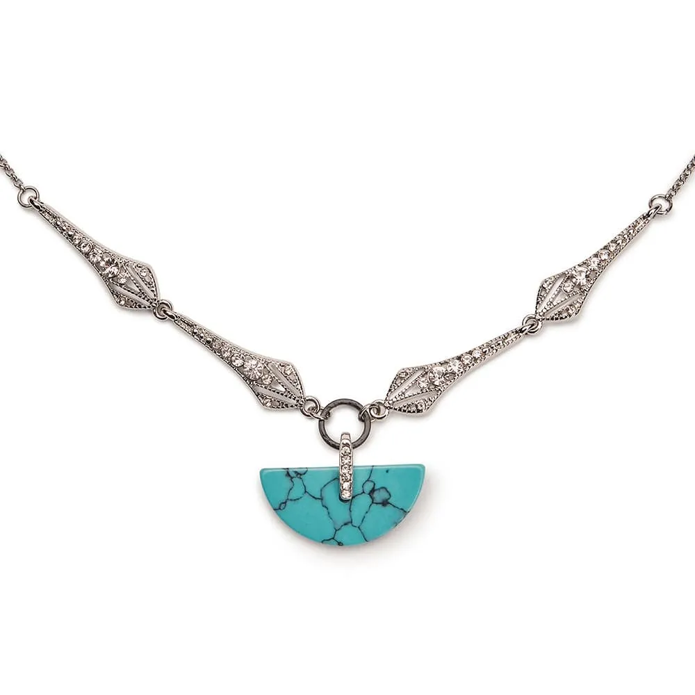 Art Deco Turquoise Natural Stone 1920s Pendant