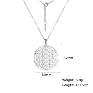 Ashore Shop Chakra Flower of Life Necklaces Women Viking Sacred Mandala Stainless Steel Chain Necklace Amulet Geometric Jewelry Gift