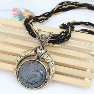 Ashore Shop Vintage Necklace Jewelry Fashion Popular Retro Bohemia Style Multilayer Beads Chain Crystal Grain Pendant Necklace
