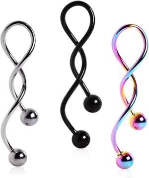 Assorted Spiral Twist Navel Ring 316L Surgical Steel Belly Button Body Piercing Rings 14 Gauge