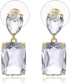 Austrian Crystal Cube Drop Dangle Plated Earrings for Women Gifts