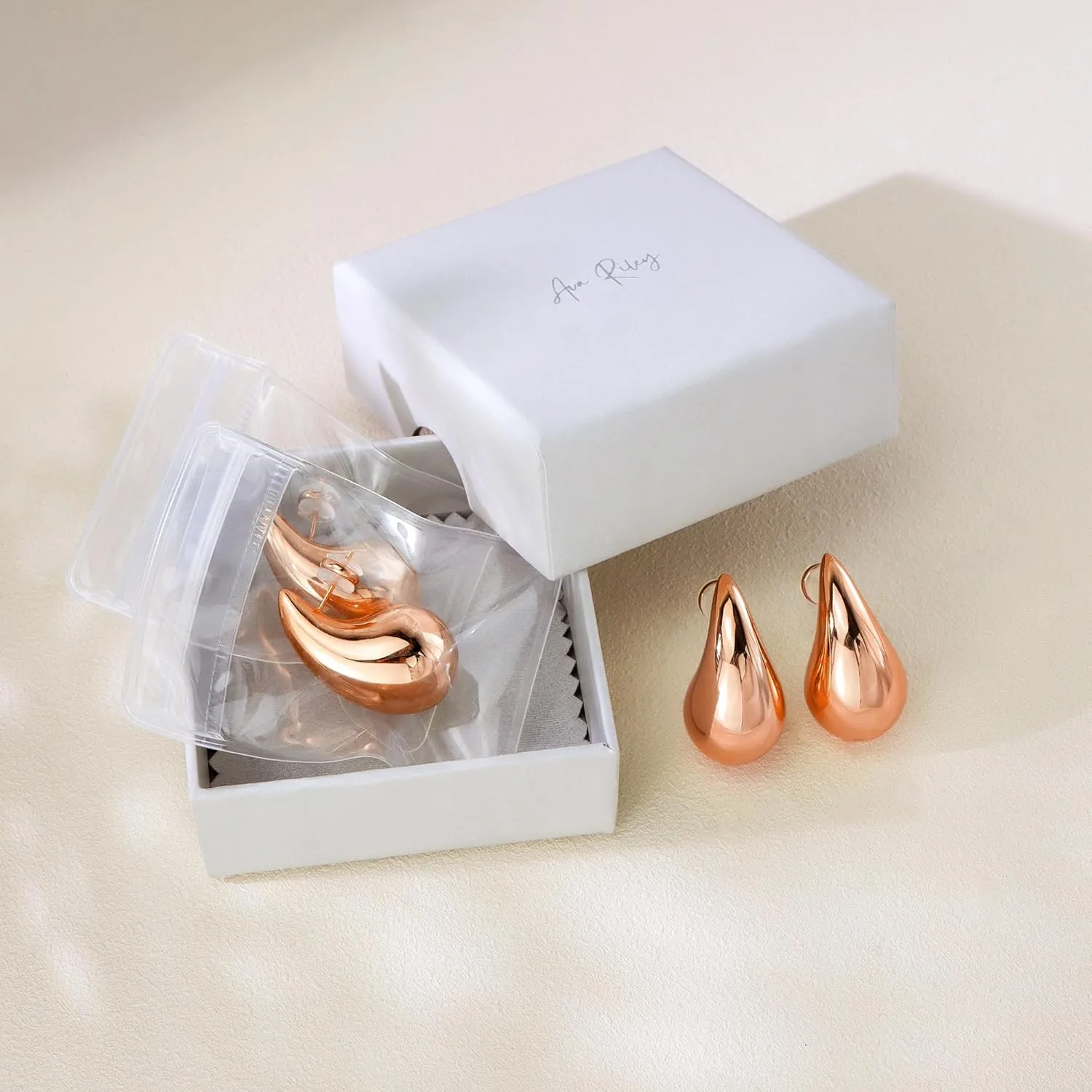 Ava Riley Chunky Gold Earrings, Small Gold Teardrop Earrings for Women, Chunky Silver Ear Studs Tear Drop S925 Sterling Silver Jewelry