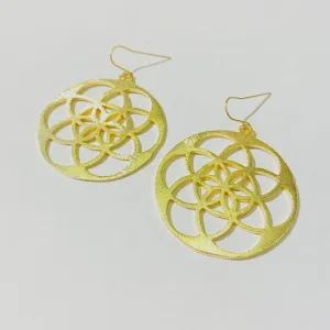 Avani Brushed Mandala Earrings | Gold